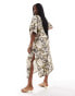 Фото #4 товара ASOS DESIGN Curve satin oversized midi tshirt dress in snake print