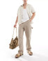 Фото #2 товара Jack & Jones wide fit linen mix carpenter trouser in beige