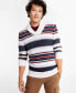 Фото #3 товара Men's Blanket Stripe Shawl Sweater, Created for Macy's