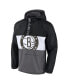 Фото #3 товара Men's Black, Gray Brooklyn Nets Anorak Flagrant Foul Color-Block Raglan Hoodie Half-Zip Jacket
