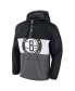 Men's Black, Gray Brooklyn Nets Anorak Flagrant Foul Color-Block Raglan Hoodie Half-Zip Jacket