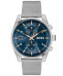 ფოტო #1 პროდუქტის Men's Skytraveller Quartz Fashion Chrono Silver-Tone Stainless Steel Watch 44mm