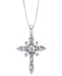 ფოტო #1 პროდუქტის Diamond Baguette Cross Pendant Necklace in 14k White Gold (1/2 ct. t.w.)