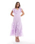 ASOS DESIGN godet frill midi dress in lilac