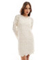 Фото #1 товара Object lace mini dress with scalloped hem in cream