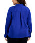 Фото #2 товара Plus Size Solid Faux-Wrap Long-Sleeve Satin Blouse