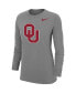 ფოტო #3 პროდუქტის Women's Heathered Gray Oklahoma Sooners Logo Performance Long Sleeve T-shirt