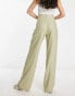 Stradivarius linen look wide leg trouser in khaki