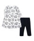 Toddler Girls Hudson Quilted Cotton Dress and Leggings, Black Toile