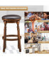 Фото #7 товара Set of 2 29'' Swivel Bar Stool Leather Dining Kitchen Pub Chair