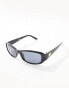 Фото #2 товара Reclaimed Vintage unisex square wrap sunglasses in black