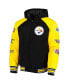 ფოტო #4 პროდუქტის Men's Black Pittsburgh Steelers Defender Raglan Full-Zip Hoodie Varsity Jacket