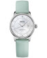 Women's Swiss Automatic Baroncelli Diamond Accent Interchangeable Leather Strap Watch 30mm Gift Set