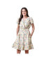 Women's Organic Short Sleeve Split Neck Tiered Dress