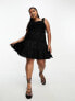 Фото #4 товара ASOS DESIGN Curve crochet tiered mini sundress in black