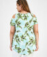 Plus Size Tropical Maze Cold-Shoulder Top, Created for Macy's