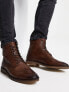 ASOS DESIGN brogue boots in tan leather with natural sole