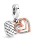 ფოტო #1 პროდუქტის Cubic Zirconia Entwined Hearts Double Dangle Charm