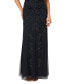 ფოტო #4 პროდუქტის Petite Boat-Neck Short-Sleeve Beaded Blouson Gown