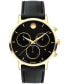 ფოტო #1 პროდუქტის Men's Museum Classic Swiss Quartz Chronograph Black Leather Watch 42mm