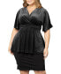 ფოტო #1 პროდუქტის Plus Size Park Avenue Velvet Peplum Top