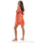 Style Cheat smocked mini dress in burnt orange