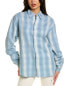 Фото #1 товара Рубашка женская RTA Sierra Oversize из льняно-хлопковой ткани, синяя, XS.