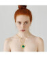 ფოტო #3 პროდუქტის Sterling Silver 14k Yellow Gold Plated with Emerald Cubic Zirconia Sunray Heart Pendant Necklace