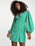 Фото #7 товара Glamorous tulip print wrap mini dress in green