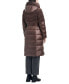 Фото #2 товара Women's Velvet Mix Belted Hooded Puffer Coat