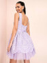 ASOS LUXE embroidered corset exaggerated tulle mini dress in purple 34 - фото #5