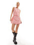 Фото #3 товара Something New X Chloe Frater pinny dress with belt in red check