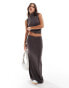 Vero Moda mix & match ribbed jersey maxi skirt co-ord in taupe grey