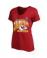 ფოტო #1 პროდუქტის Women's Red Kansas City Chiefs 2023 AFC Champions Plus Size Hail Mary V-Neck T-shirt