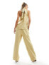 Flounce London satin floaty trousers in gold co-ord