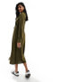 Фото #3 товара Vila midi shirt dress with tie waist belt in olive