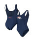 ფოტო #1 პროდუქტის Women's Navy Denver Broncos Making Waves One-Piece Swimsuit
