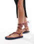 Фото #1 товара ASOS DESIGN Fillipa rope-tie flat sandals in red and navy