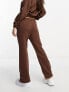 Фото #2 товара Threadbare Petite Maddy panelled joggers with poppers co-ord in chocolate brown