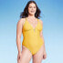 Women's Plunge Hardware Trim Cheeky One Piece Swimsuit - Shade & Shore Yellow M