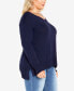 ფოტო #3 პროდუქტის Plus Size Clare V-neck Long Sleeve Sweater