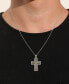 ფოტო #2 პროდუქტის Men's Diamond Lattice Openwork Cross 22" Pendant Necklace (1/2 ct. t.w.) in Sterling Silver & 18k Gold-Plate