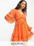 Фото #1 товара ASOS DESIGN Petite button through pintuck mini dobby dress in bright orange