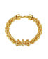 ფოტო #1 პროდუქტის 14k Yellow Gold Plated with Cubic Zirconia Triple Circle Round Woven Braided Link Chain Bracelet