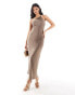 Фото #1 товара Aria Cove one shoulder low back satin maxi dress in mocha