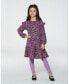 ფოტო #2 პროდუქტის Big Girls Dress With Frills Burgundy Printed Flowers