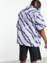 ASOS DESIGN boxy oversized revere linen mix shirt in blue tie dye