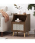 Фото #5 товара Modern End Table with Rattan Accents, Built-in Hutch, and Ample Storage