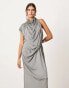 ASOS EDITION sleeveless draped slouchy halter midi dress in grey grau, 36 - фото #2