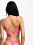 Ivory Rose floral lace v front thong in hot pink